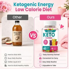 Keto ACV Gummies 60 Ct Apple Cider Vinegar Dietary Supplement for Keto Support