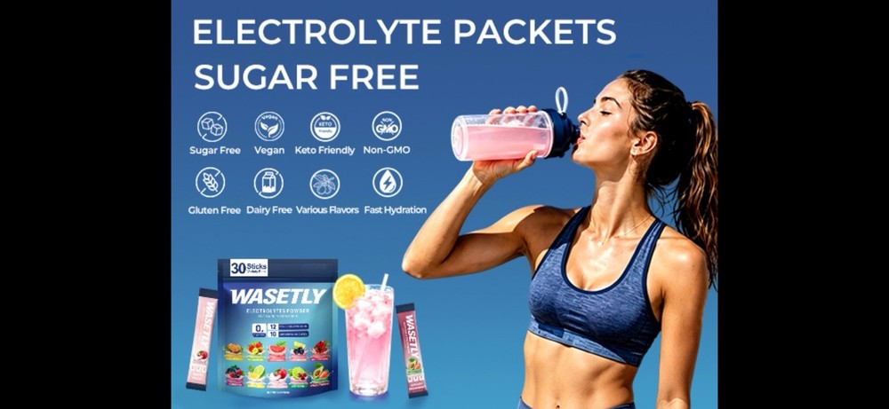WASETLY Electrolyte Hydration Powder Sugar Free 30 Sticks Variety Flavors
