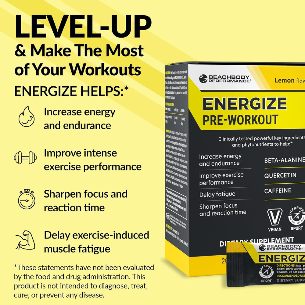 Energize Pre Workout Powder – Beta-Alanine, Quercetin & Low-Dose Caffeine For…