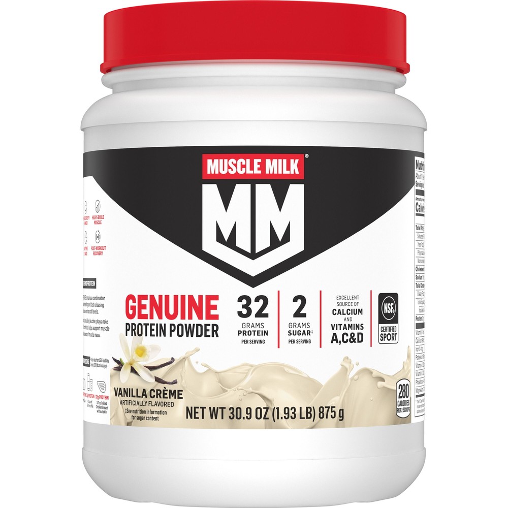 Muscle Milk Genuine Protein Powder, Vanilla, 32g Protein, 1.9lb, 30.9oz