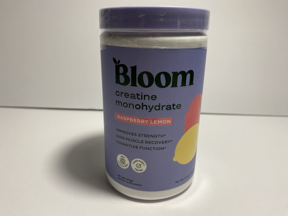 Bloom Nutrition Creatine Monohydrate Powder, Raspberry Lemon Flavor, 40 Servings