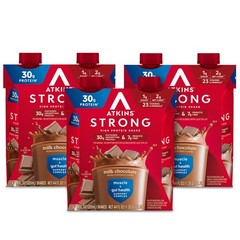 Atkins Strong High Protein Shake, Milk Chocolate, 30g 11 Fl Oz (Pack of 12)