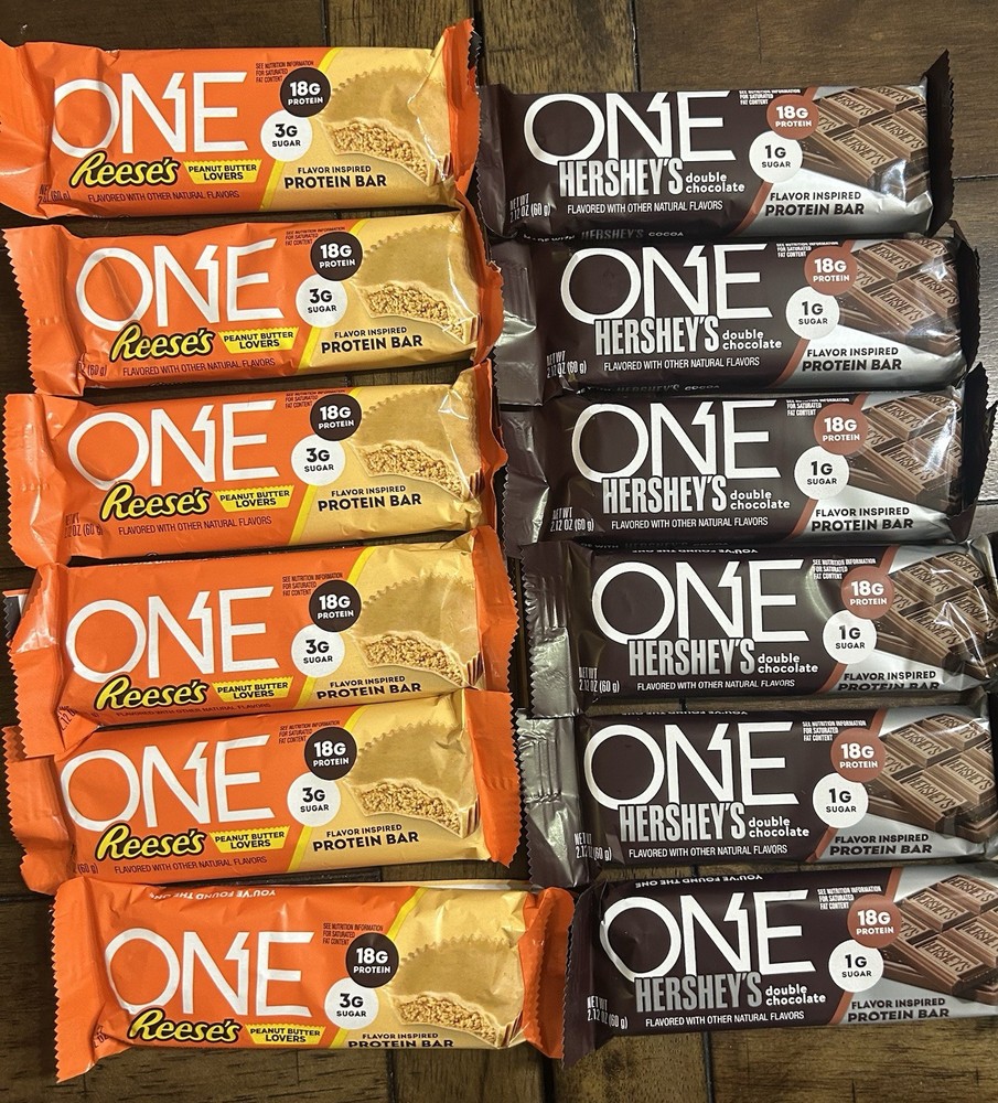 12-ONE Protein Bars 6-Reese’s & 6-Hershey’s, Gluten-Free 2.12 oz