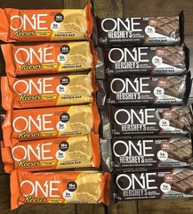 12-ONE Protein Bars 6-Reese’s & 6-Hershey’s, Gluten-Free 2.12 oz