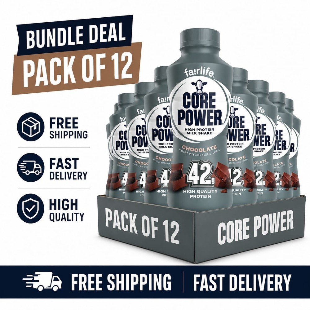 Core Power High Protein Shake, Chocolate, 42g Bottle, 14oz, 12 Pack