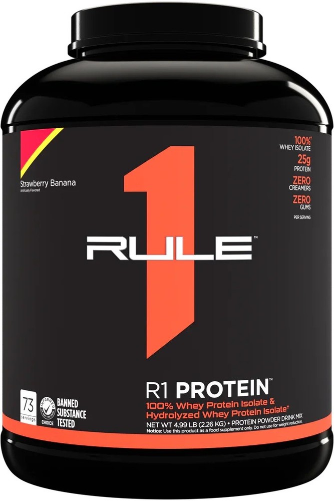 RULE 1 Protein 72 serv strawberry/Banana Whey Protein Isolate Hydrolysate 5lb