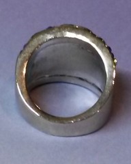 Silver Plate Blue and White Gemstone Flower Ring