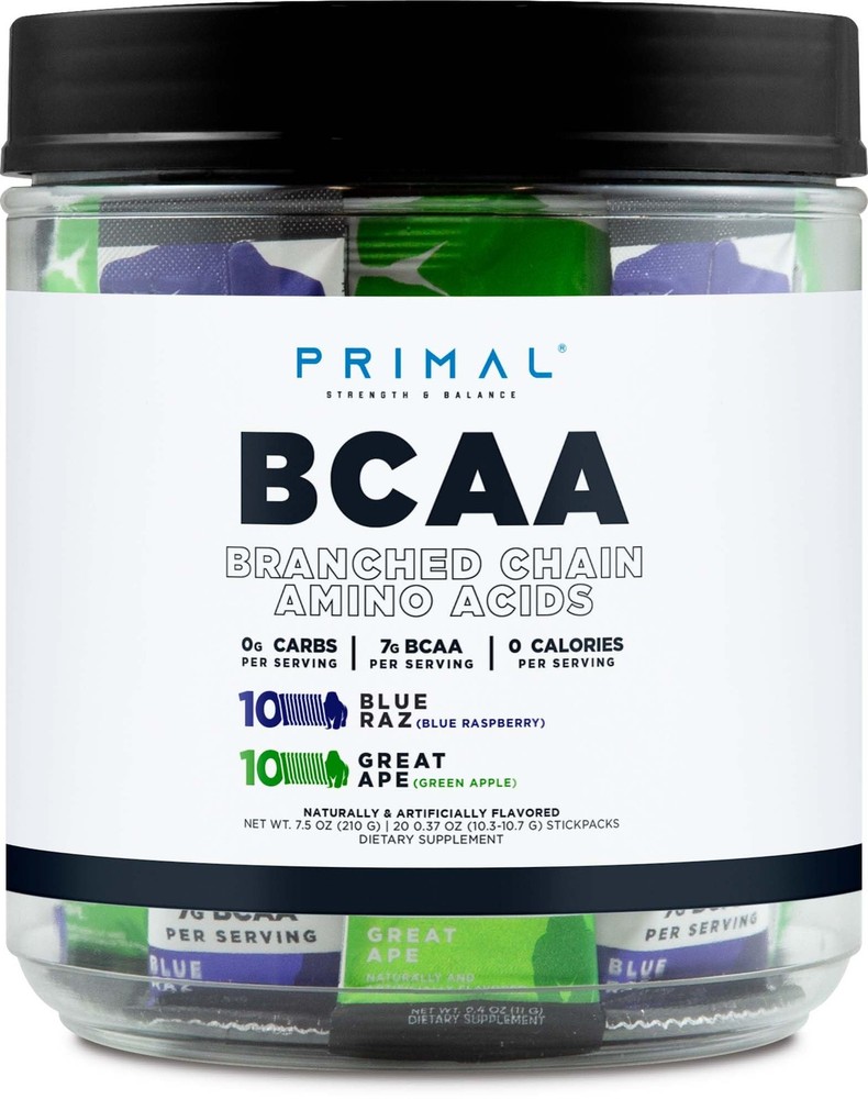 Primal BCAA Variety Pack 20 Stickpacks 7G Blue Raspberry Green Apple
