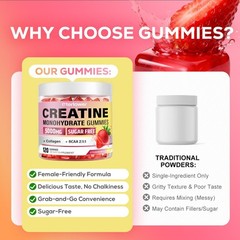 Creatine Gummies, Creatine Monohydrate Gummies for Men & Women with Collagen,…