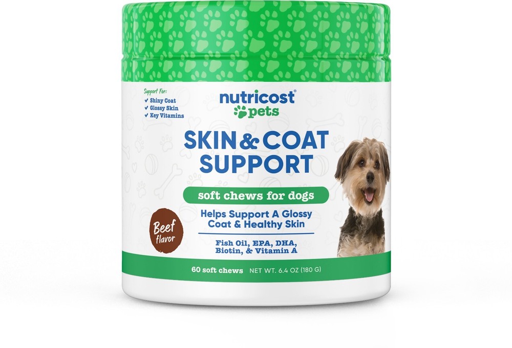 Nutricost Pets Skin & Coat Support Soft Chews For Dogs (Beef Flavored)