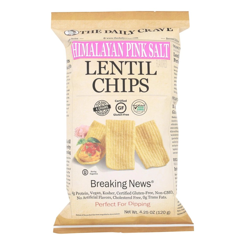 The Daily Crave Lentil Chips: Zesty Himalayan Pink Sea Salt (8 – 4.25 Oz. Bags)