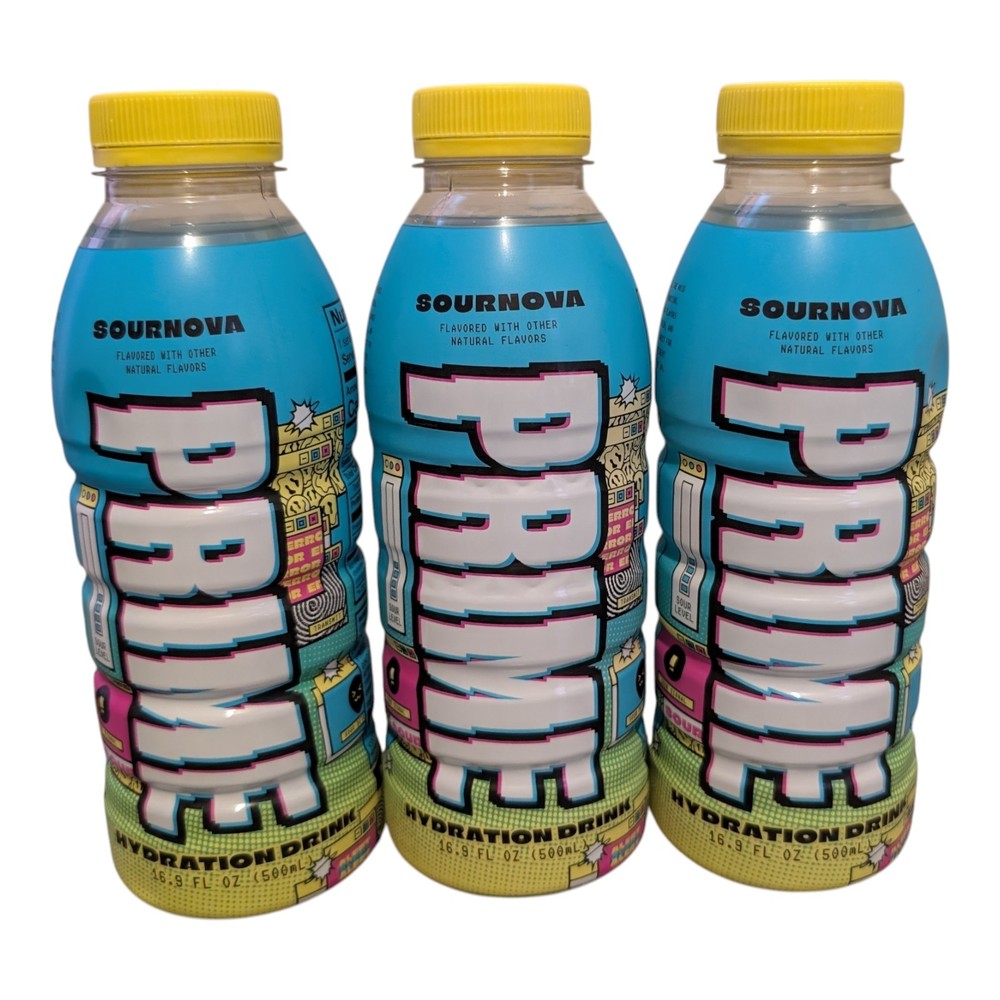 3X PRIME Hydration Limited Edition SOUR NOVA 500ml Bottle SET OF THREE NEW RARE