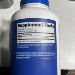 Nutricost Taurine 1000mg, 400 Capsules – Gluten Free & Non-GMO/ sealed free ship