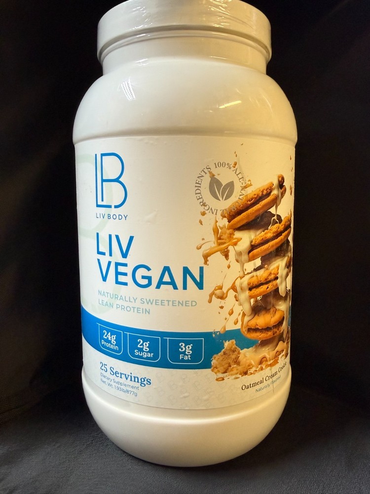 1.93lb Liv Body VEGAN Lean Protein Powder Oatmeal Cream Cookie Inulin Pea Protei