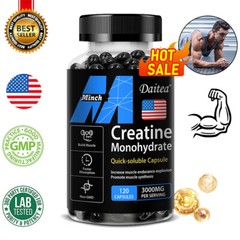 Creatine Monohydrate Capsules 3000mg, 30/60/120 Capsules, Muscle Explosion
