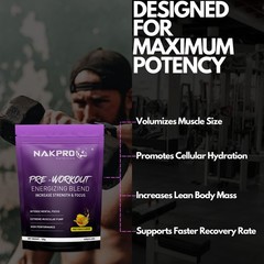 Nakpro Pre Workout 100mg Caffeine, 1200mg Creatine, 20 Servings – Fruit Punch