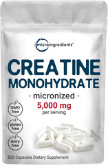 Creatine Monohydrate 5,000Mg, 500 Capsules | Pure Creatine Pills – Micronized +