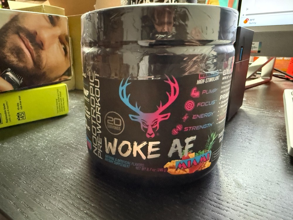 Bucked Up – Woke AF 20 Servings HIGH-STIMULANT Pre-Workout MIAMI Exp 2027
