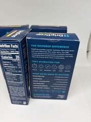 (4) DripDrop Hydration – Electrolyte Powder Packets -2 juicy 1 Sunburst 1 StrLem