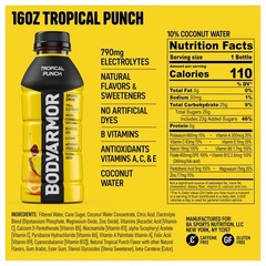 BODYARMOR Tropical Punch Sports Drink 16 oz Electrolyte Hydration 12 Pack