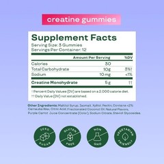 BLOOM NUTRITION Creatine Monohydrate Gummies – Berry Boost – 36ct/12 Servings