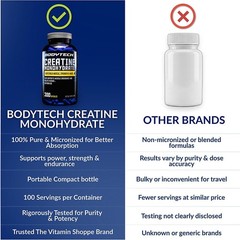 BodyTech Creatine Monohydrate Capsules, Micronized Creatine Formula for Men a…