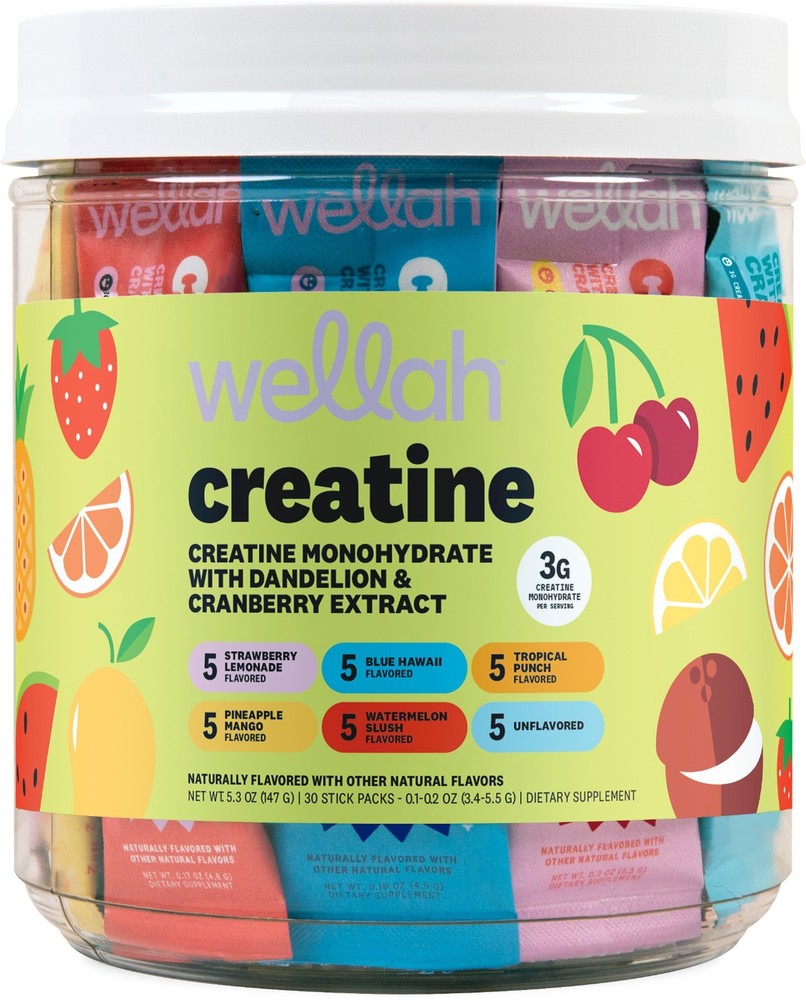 Wellah Creatine For Women (Variety Pack) 30 Stick Packs – 3g of Creatine