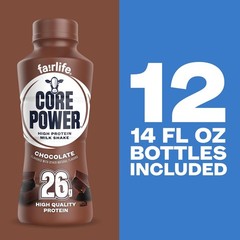 Core Power Protein Shake, Chocolate, 26g Bottle, 14oz, 12 Pack