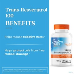 Doctor’s Best Trans Resveratrol 100 mg Supplement for Men & Women – Red Wine Pol