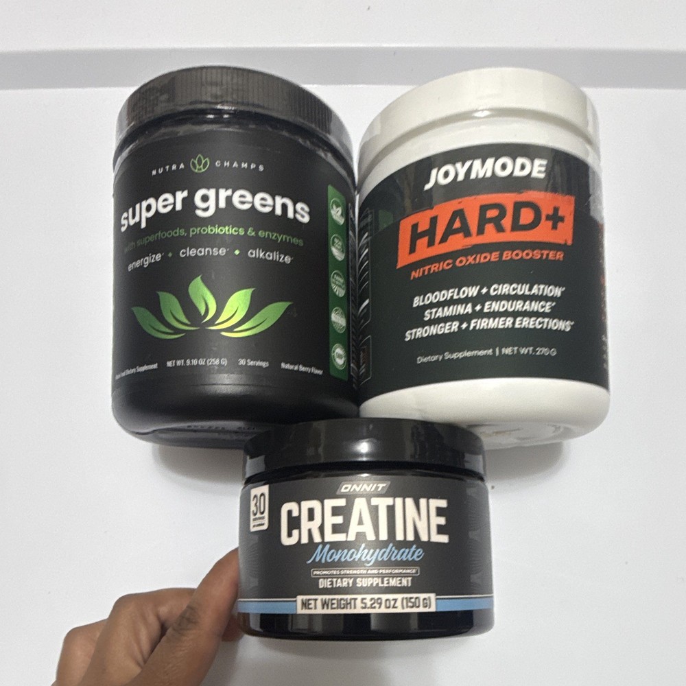 Men’s Fitness Supplement Bundle | Creatine, Super Greens & Joymode HARD+ New