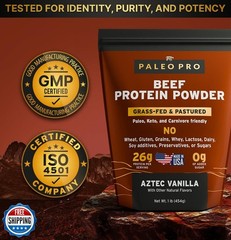 Paleo Pro 26G Beef Protein Powder – Grass Fed Protein Powder Isolate – Pure A