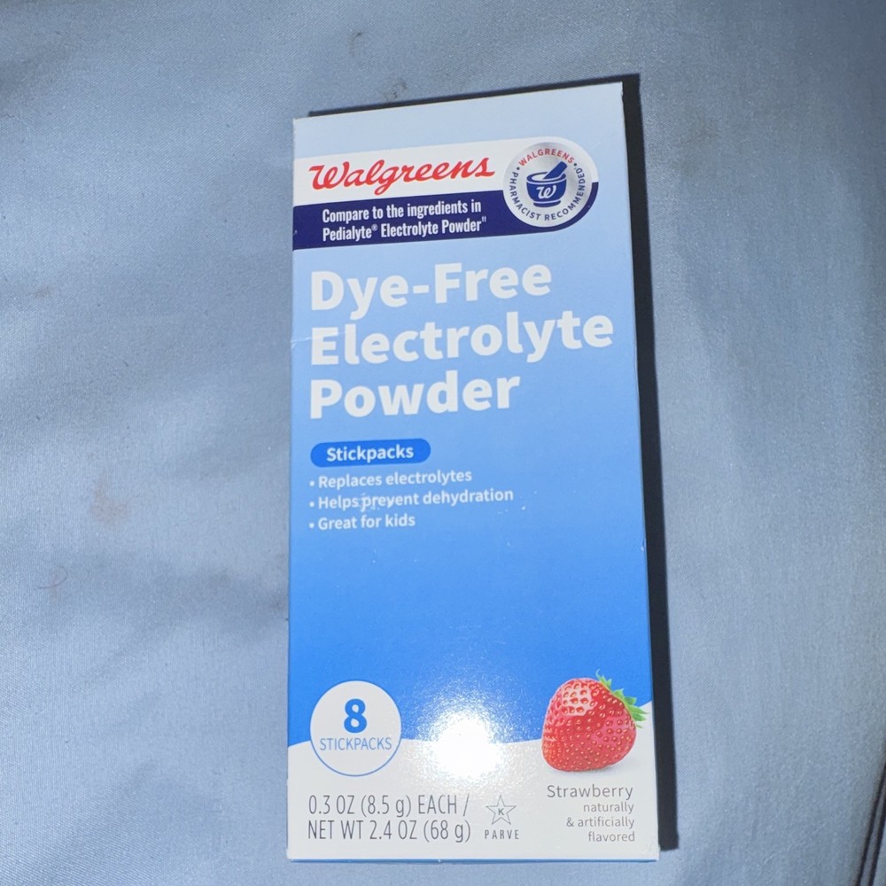 Walgreens Dye-Free Electrolyte Powder Stickpacks Strawberry 8 Packs 2.4 oz
