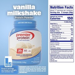 Premier Protein 100% Whey Protein Powder, Vanilla Milkshake, 30g Protein, 29 Ser