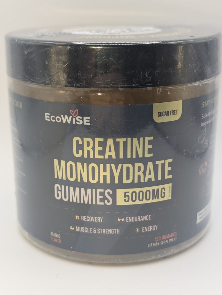 EcoWise Creatine Monohydrate Gummies Sugar-Free Mango Flavor 120ct 04/2027
