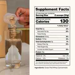 Whey Protein Powder, Grass Fed, Unsweetened, Hormone Free 25g Protein per Se…