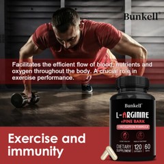 L-Arginine 1800mg Nitric Oxide, French Pine Bark, Supports Muscle Heart Health