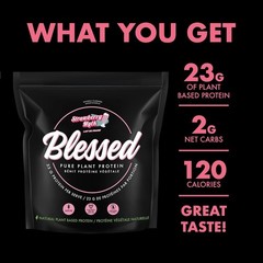 EHPLabs Blessed Plant Protein 3.44lb 45 Serving Strawberry Mylk French label