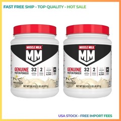 2P Muscle Milk Genuine Protein Powder, Vanilla, 32g Protein, 1.9lb, 30.9oz