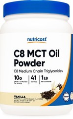 Nutricost C8 MCT Oil Powder 1LB (16oz) Vanilla Flavor – 95% C8 CMT Oil