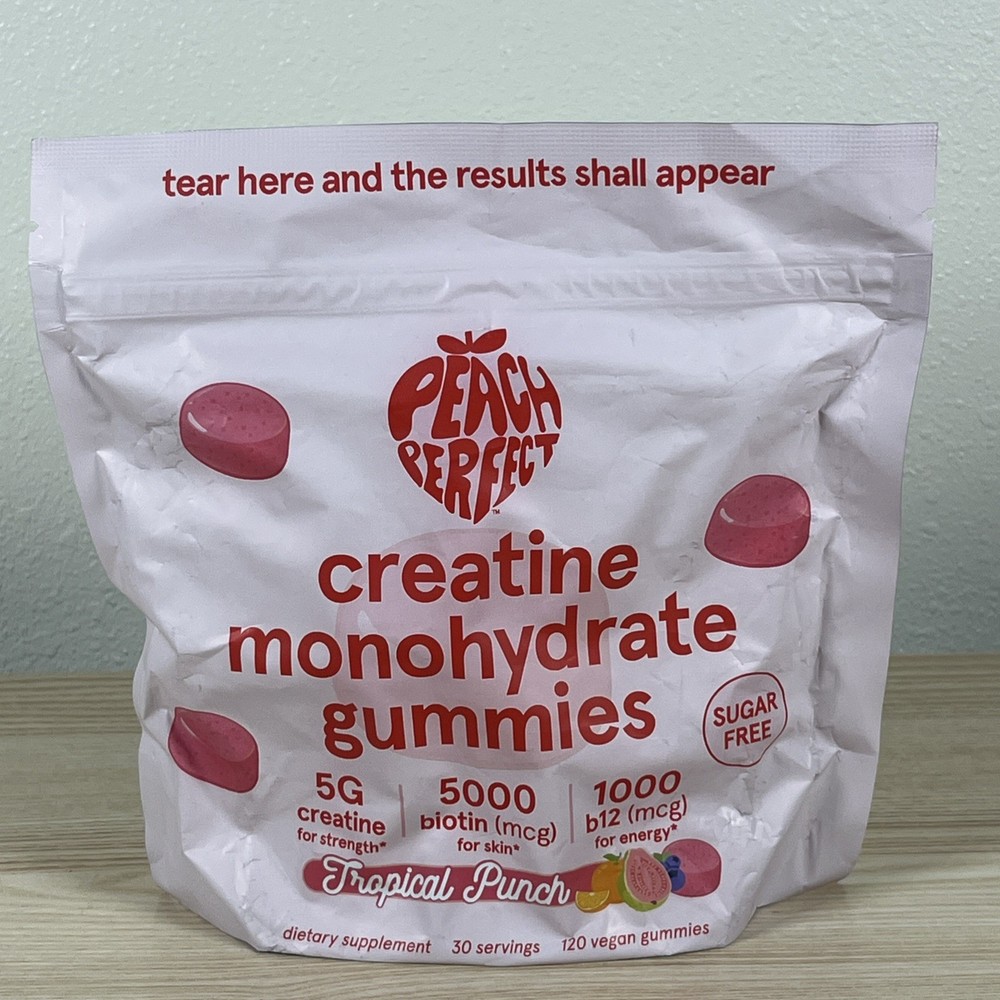 Peach Perfect Creatine Monohydrate Gummies Tropical Punch EXP 06/2027