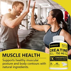 Creatine Hcl 750 Mg 30-120 Capsule Support Immune Energy Cognitive Muscle Health