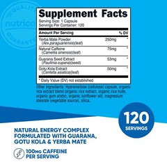 Nutricost Natural Energy Pills Complex 120 Capsules, 100mg Caffeine – Non-GMO