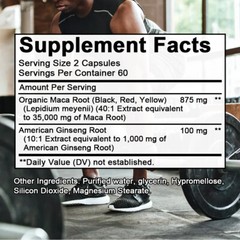 Maca + Ginseng Highest Potency Available Supports Desire Stamina – 30 To 120Caps