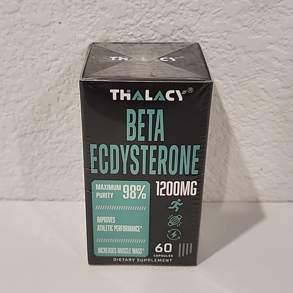 Thalacy Beta Ecdysterone 98% Maximum Purity 60 Capsules 1200MG Sealed Exp 10/26