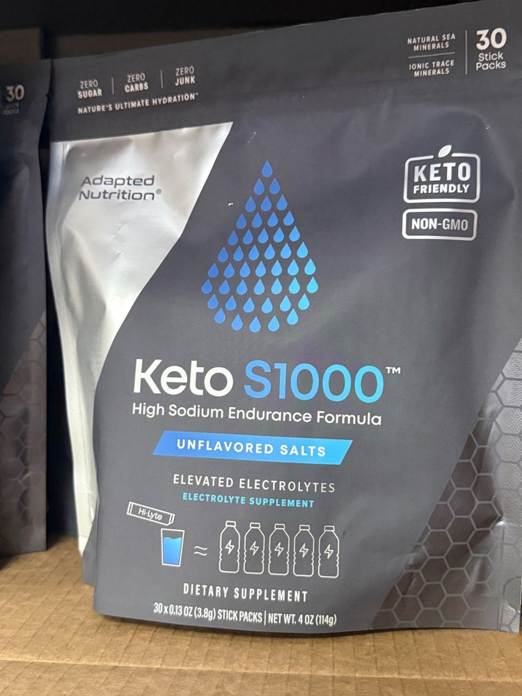Adapted Nutrition Keto S1000 Electrolyte Unflavored CLOSEOUT DATE BESTBY 7/2025