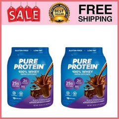 2 Pack Pure Protein 100% Whey Protein Powder, Rich Chocolate,25g Protein,1.75lb