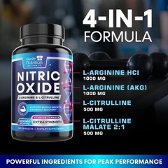 Nitric Oxide Booster w/ L-Arginine 2560mg Highest Potency Muscle Pump Supplement