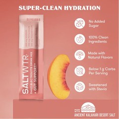 New SaltWTR Functional Daily Electrolyte Hydration Summer Peach Gut – 30 Pack