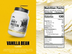 Levels Grass Fed Whey Protein, No Artificials, 24G Protein, Vanilla Bean, 1.48LB