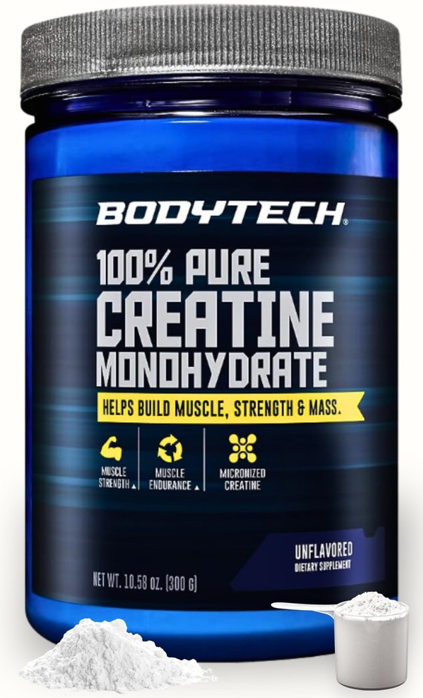 BodyTech Creatine Monohydrate Powder, 60 Servings (Pack 0f 1), No Color